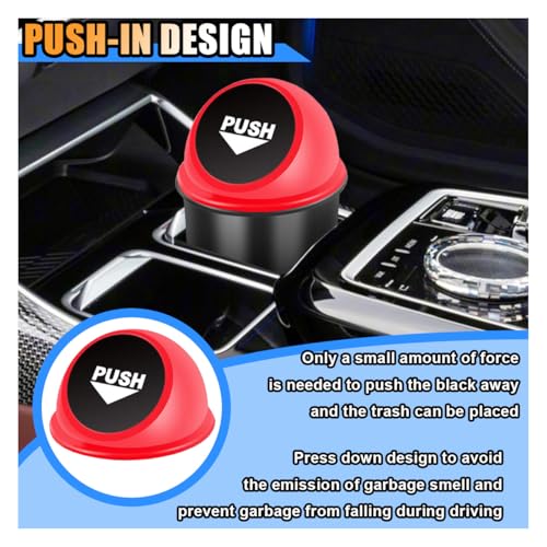 Image of KITUREK Mini Car Trash Can with Lid, Leakproof Car Garbage Can Bin, Automotive Cup Holder Rubbish Bin for Front Back Seat Storage (Red /1PC)