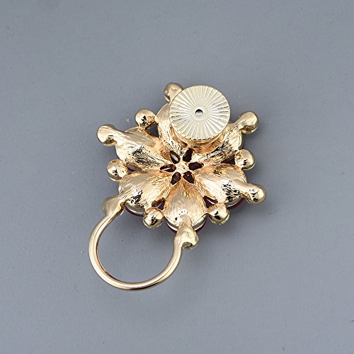 Image of NOUMANDA Ruby Red Rhinestone Flower Eyeglass Holder Crystal Magnetic Brooch Pin Women Girls Gift Jewelry