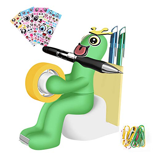 The Multi-Functional Office Supply Station Desk Accessory Holder-Memo Pad Holder,Paper Clip Storage,Tape Dispenser (Green)