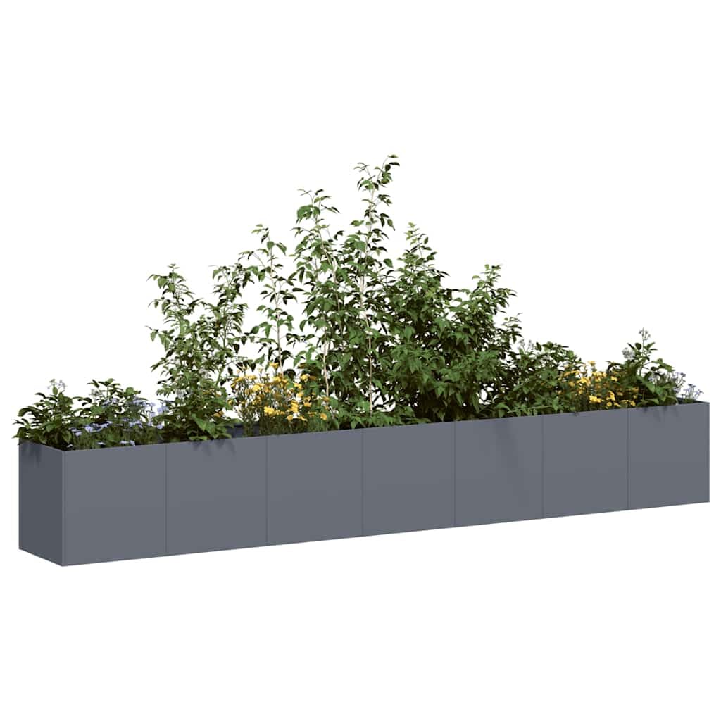 vidaXL Jardinière Anthracite 280x40x40 cm Acier laminé à Froid, Pot de Fleurs, Support de Plantes, lit surélevé, Support de jardinière, bac à Plantes