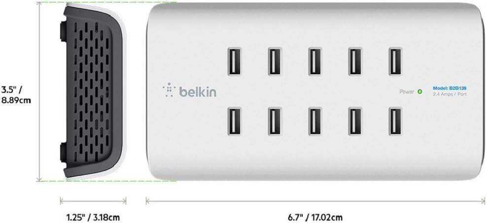 Belkin Rockstar 10-Port USB-A Charger (10 x 2.4 A Fast Charging) - White