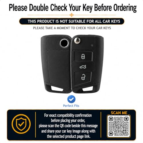Image of JVCV 2 Pack Soft TPU Transparent Black Key Cover Compatible with Skoda Kylaq Slavia Kushaq Taigun Tiguan Virtus Octavia Kodiaq Superb Folding Key | Shockproof Slim Fit Case (Transparent Black)