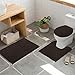 TREETONE Chenille Bath Mat 3 Piece Bathroom Rugs Set, 20x20 Inchs U-Shape Contoured Toilet Mat & 20x32 Inchs Rug & Lid Cover Water Absorbent Plush Rugs for Tub Shower & Bath Room -Chocolate Brown