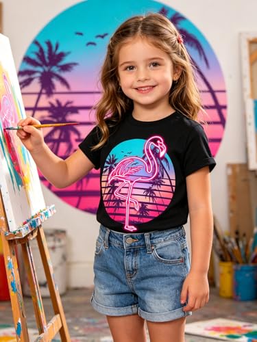 Image of Funnycokid Little Girls T Shirt for Toddler 3-7 Years Kids Tee Graphic Short Sleeve Clothes Tops