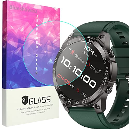 Blueshaweu Pellicola protettiva compatibile per smartwatch BOZLUN da uomo 1,43", durezza 9H, pellicola protettiva in vetro temperato per smartwatch BOZLUN DM50 da uomo 1,43", 3 Pack