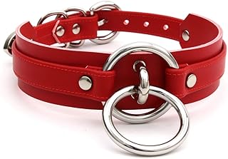 lalatia Colliers Ras du Cou en Cuir Artificiel avec Anneau Métal O Ring pour Femme
