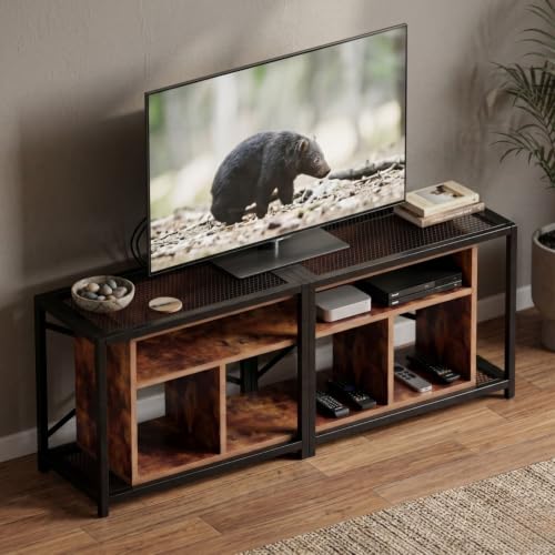 Image of FFO Flexi Convertible TV Unit for Living Room | Adjustable TV Stand 47 /55 /63 /71 Inches (120 /140 /160 /180 cm) | Wooden TV Cabinet with Metal Frame, Open Storage Shelves & Media Console for Bedroom,DIY.