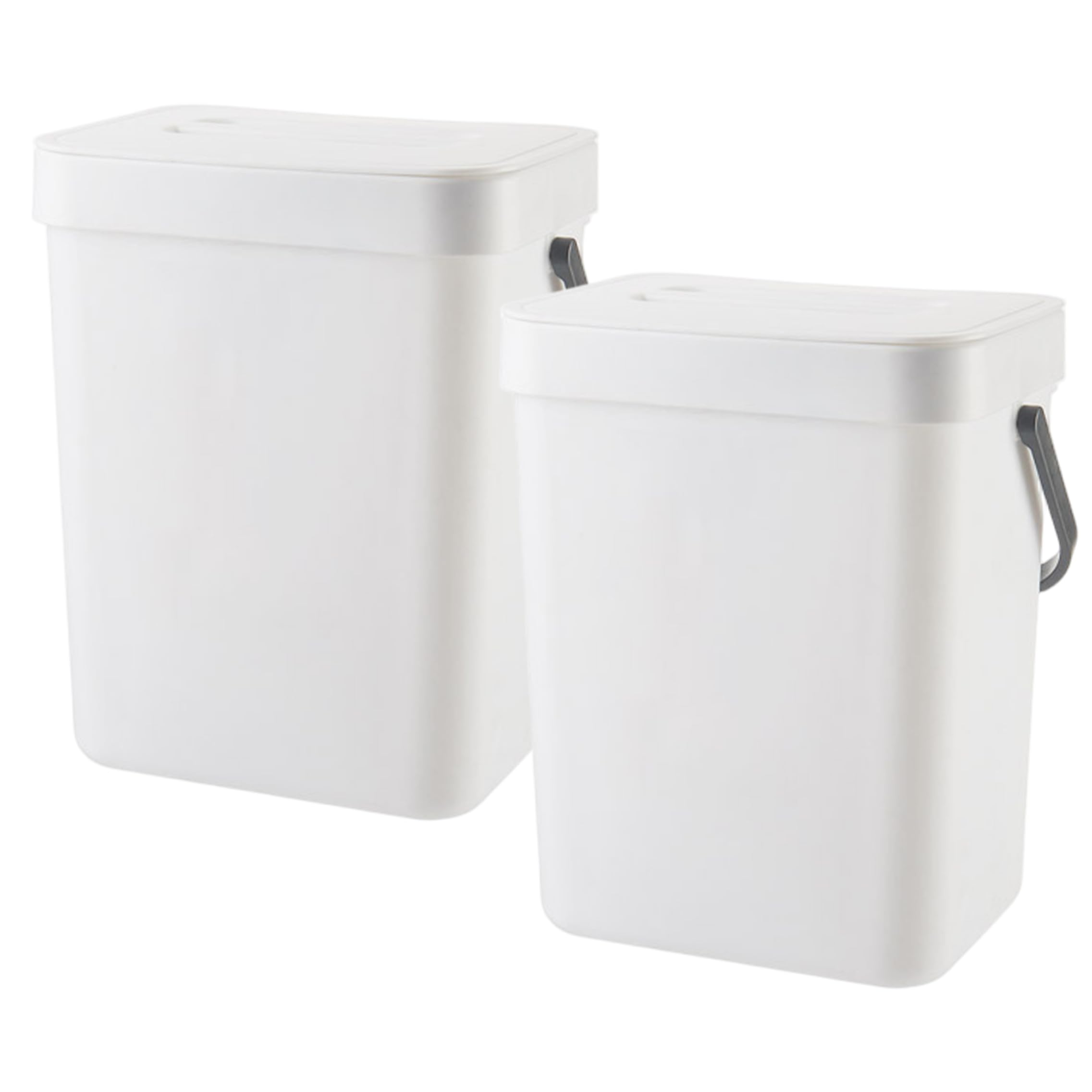 Vistnale Hanging Trash Can|Hanging Trash Can, 2PCS Wall Mounted Kitchen Compost Bin With Lid, 3L Odor-proof Thick Plastic Waste Bin, White