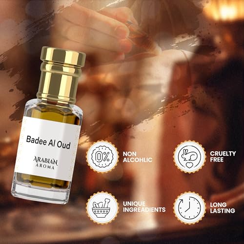 Image of Arabian Aroma Badee Al Attar | Saffron & Oud Perfume Fragrance | Alcohol-Free, Long-Lasting | 100% Pure Perfume | Ittar For Men | Fresh Oriental Attar for Men (6ml)