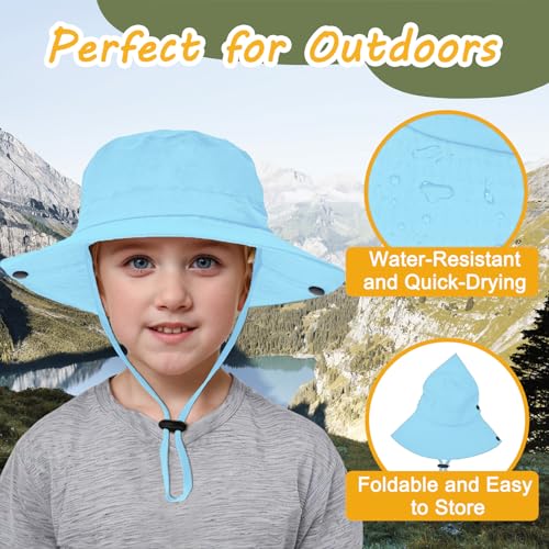 Image of Outdoor Kids Sun Hat UPF 50+ Quick Dry Foldable Bucket Hat Lightweight Adjustable Fishing Safari Hat for Girls and Boys