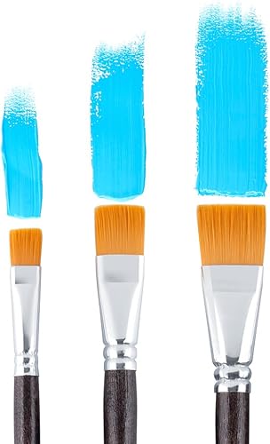 Miniatura 8 de Transon Juego de pinceles de pintura plana 7 piezas para acuarela acrílica gouache óleo y pintura corporal