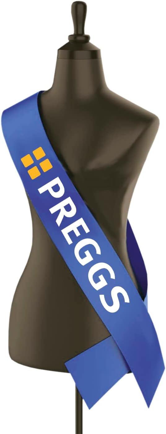 Preggs Royal Blue Sash - Novelty Funny Fun Mum To Be Baby Shower Boy Girl Mummy Mother Celebration Beauty Bump Sausage Roll Gift Present Party Supplies (Blue)