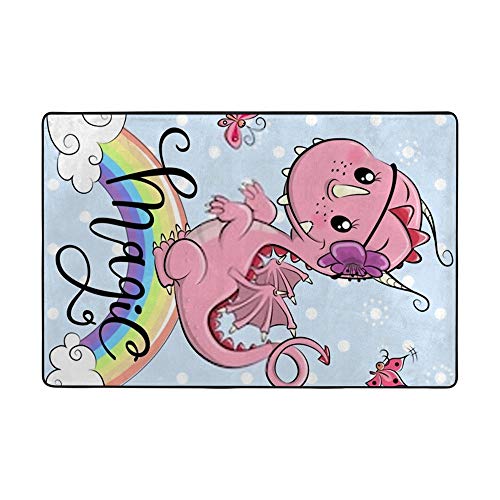 Tapis dragon rose microfibre grand format tapis de salon rectangulaire - 3