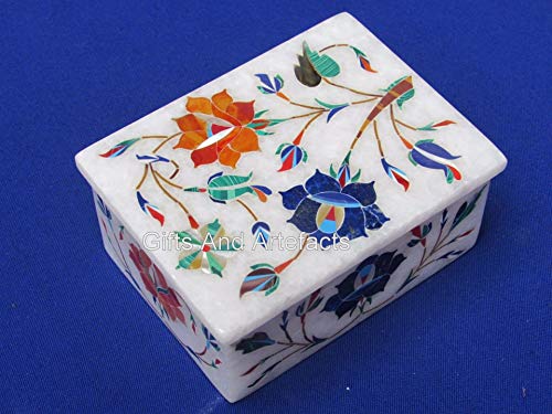 Boîte à bijoux floral marbre blanc 10,2x7,6 cm coffret table - 4