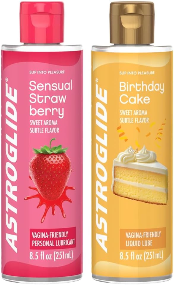 Astroglide Strawberry Flavored Personal Lubricant (8.5oz) + Astroglide Cake Flavored Personal Lubricant (8.5oz) product image