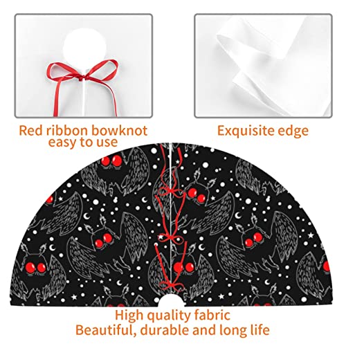 Halloween Mothman Night Christmas Tree Skirt 36 In For Xmas Halloween Holiday New Year Party Circle Tree Mat Decor Ornaments Decoration #TOP3