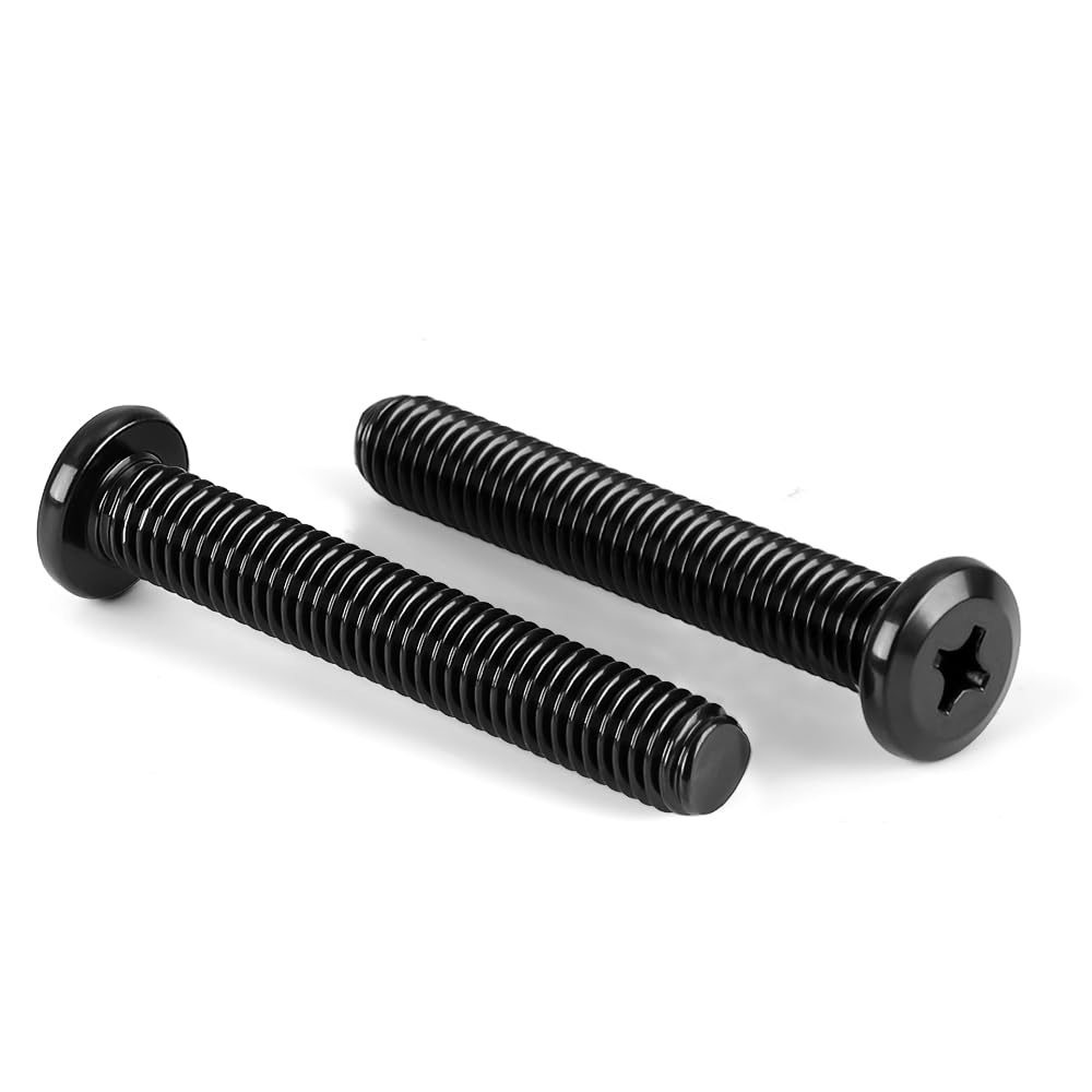 MewuDecor M5-0.8 x 45mm Flat Round Head Machine Screw, Furniture Bolts Countersunk Connector Screws, Stainless Steel 18-8 (304), Black Finish, Fully