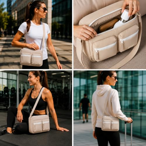 Image of Reebok Womens Small Crossbody Bag Lightweight Nylon Purse Adjustable Strap | Quilted Washed Fabric, Roomy Interior with Handy Pockets, Wear Over Shoulder or Across Body, Great for Daily Travel