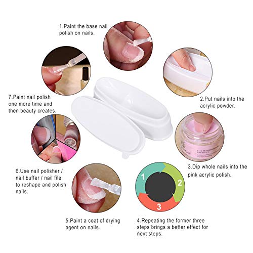 Dipping Powder Nails Set French Nails Dip Tray Dipping Powder Glitzerpuder Recycling Container, Französisches… – Bild 7