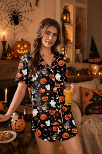 Image of Ekouaer Pajamas for Women Set Button Up Short Sleeve Pjs Lounge Set | Soft Womens Loungewear,Side Slit Pj Shorts,Notch Collar,V Neck,2 Piece Sleepwear for Sleep,Lounge,Wedding,Bridal