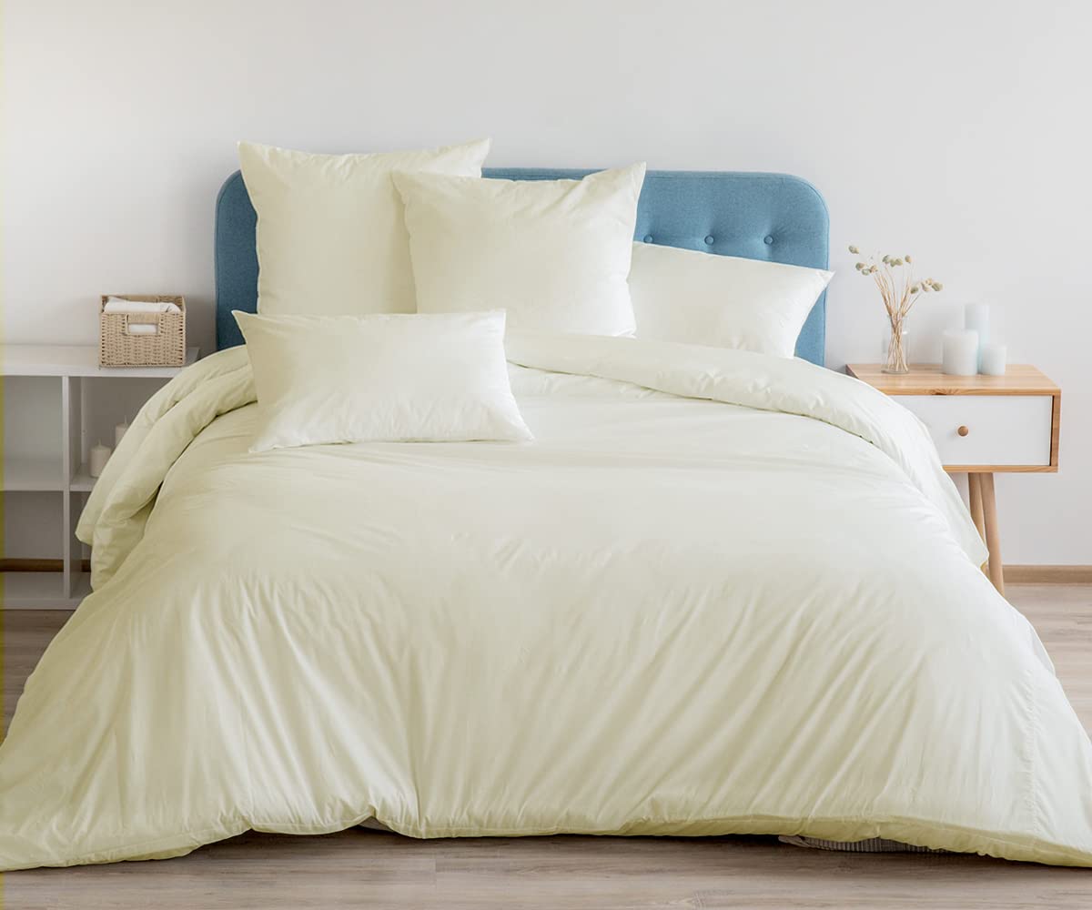 AJ Home 300 TC Duvet Covet, 100% Cotton Bedding Set, Luxury Hotel Soft material, Super King 6 pcs - Creamy