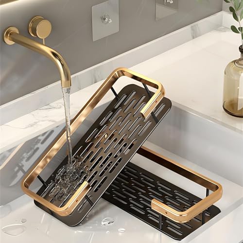 Image of Self-Adhesive Multipurpose Wall Mounted Bathroom Shelf and Rack for Bathroom and Kitchen,Space Saving Bathroom Organizer Shelf, Punch Free Wall Shelves, Wall Stand Black - (1)