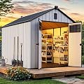 YITAHOME 8x10 FT Outdoor Storage Shed with Floor, Extra Thick Plastic Garden Shed for Bikes, Tools and Pool Supplies, Resin Storage Shed with Door, Window Insert & Vents for Patio Lawn Backyard, Gray