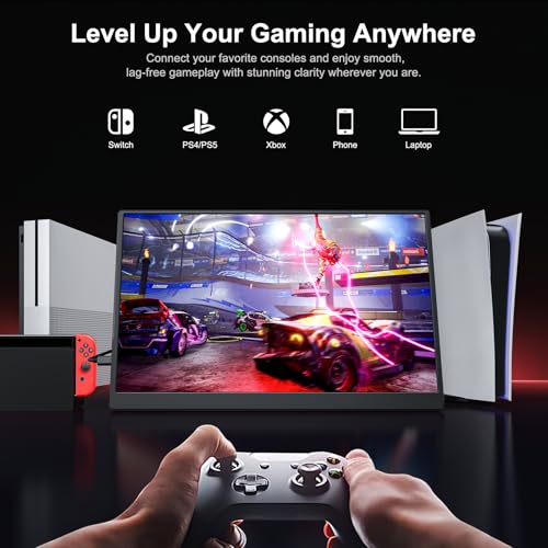 Image of Anyuse 14 inch FHD 1920x1200 Portable Monitor - USB-C HDMI Ultra-Slim IPS Travel Display with Speakers, HDR Plug & Play, 400cd /m Brightness, External Second Screen for Laptop PC Mac Phone