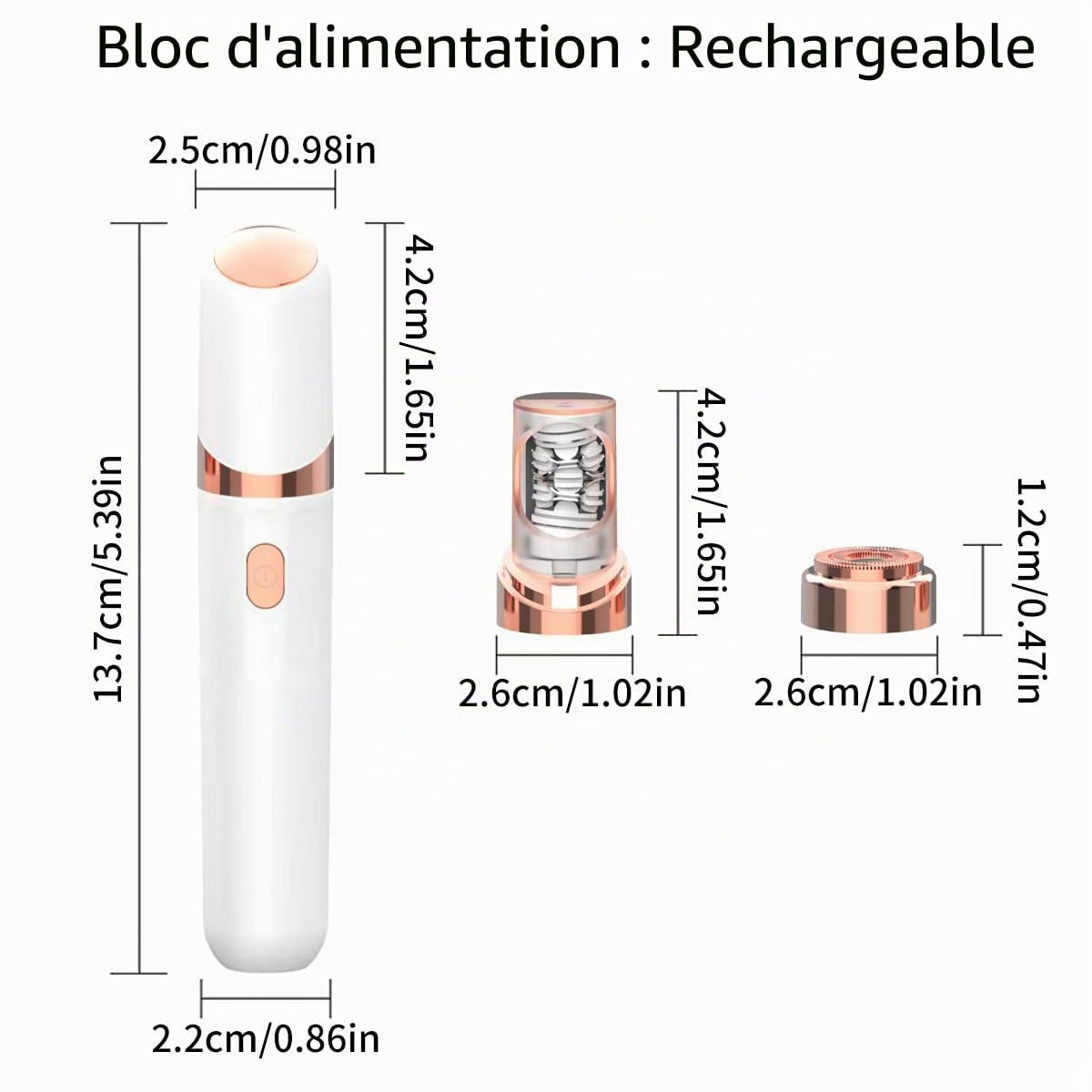 Xandora EpilSmooth⎪Épilateur visage Épilateur visage 2 en 1 USB rechargeable avec lumière LED intégrée pour épilation précise des sourcils, lèvres et zones sensibles, léger et portable