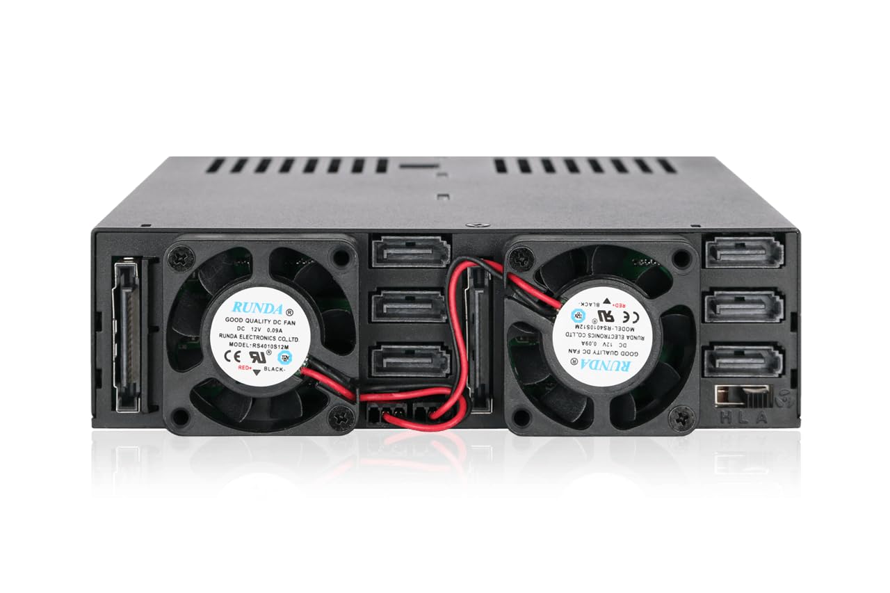 ICY DOCK ExpressCage MB326SP-1B Lot de 6 racks amovibles pour disque dur SATA/SAS 2,5" avec plateaux sans vis dans une baie 5,25"