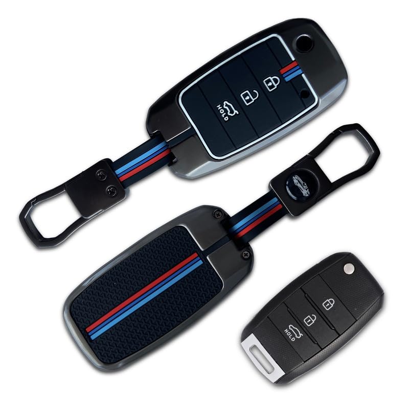 Image of NEODRIFT 'KeyShield' Car Key Cover for KIA Sonet (Shape 3, 03 Buttons) (Durable, Stylish, and 360 Protection)