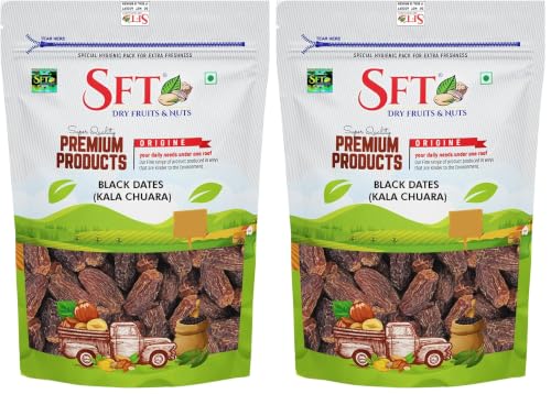 Image of SFT Dried Dates Brown,Black /Sukha Khajoor (Kala Chuara) 1 Kg (Pack of 2)