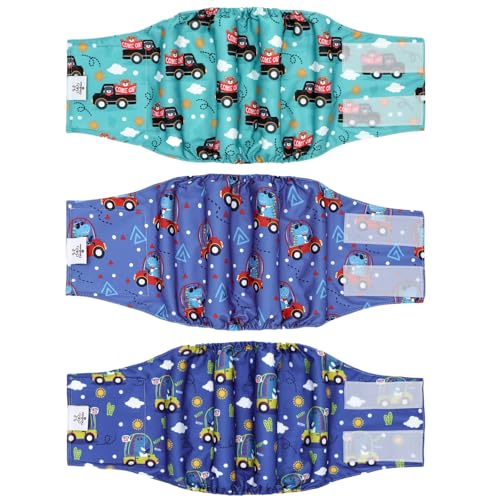 Image of CuteBone Dog Diapers Male Belly Bands 3 Pack for Male Dogs Reusable Puppy Wraps