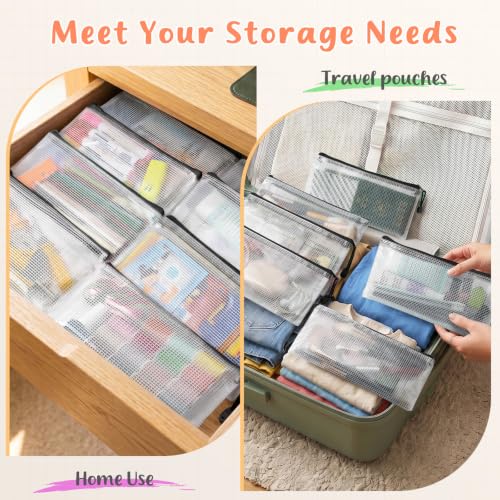 Image of Smarpau Pencil Pouches 24 Pack, A6 Mesh Zipper Pouch Bags Clear Pencil Case | 9.3 inch x 4.7 inch Waterproof Small Zipper Pouches for Classroom Organisation, Crafts, Cosmetics& Travel Storage (Black)