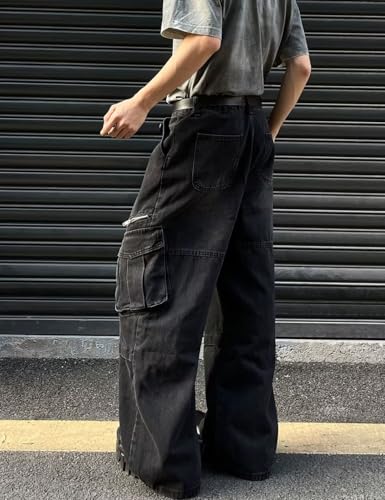 Y2k Wide Leg Loose Cargo Jeans Elastic Waist Denim Pants Hip Hop Pants3
