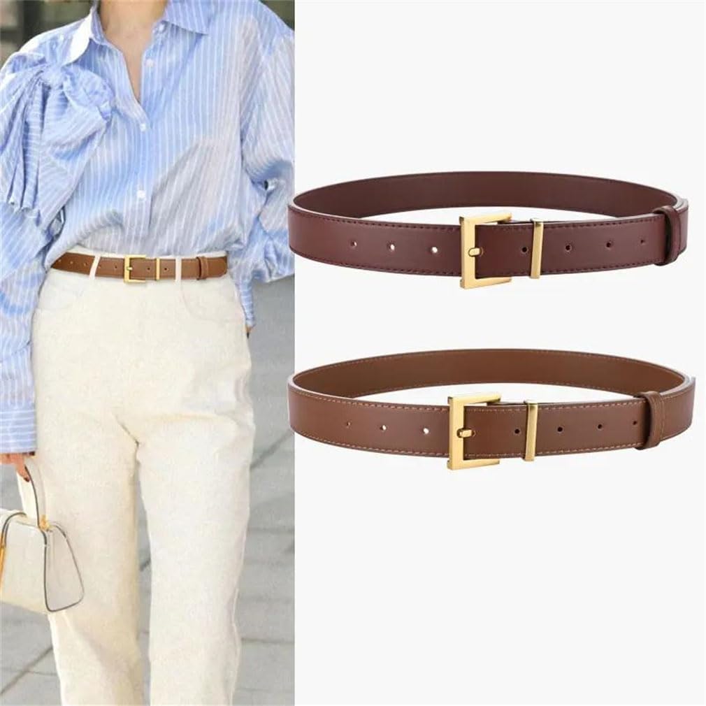 Square Buckle Belt Ladies Casual With Jeans Women's Cowhide Wide Belt