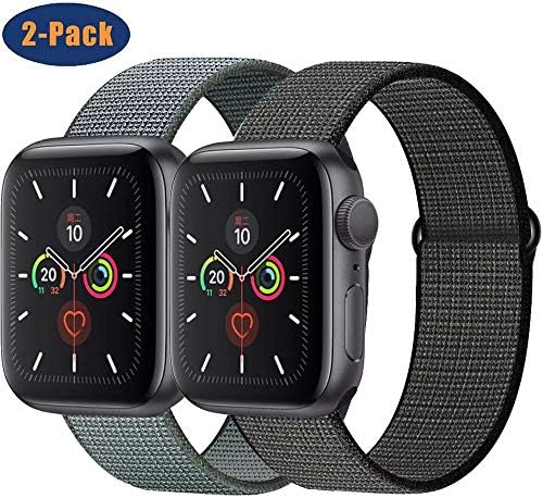 OHCBOOGIE Compatible with Apple Watch Band 38mm 40mm 42mm 44mm, Sport Band Soft Breathable Nylon Replacement Compatible with iWatch Series 5/4/3/2/1,2pack