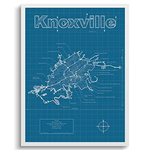 Knoxville Map Knoxville Tennessee Wall Art Map Blueprint