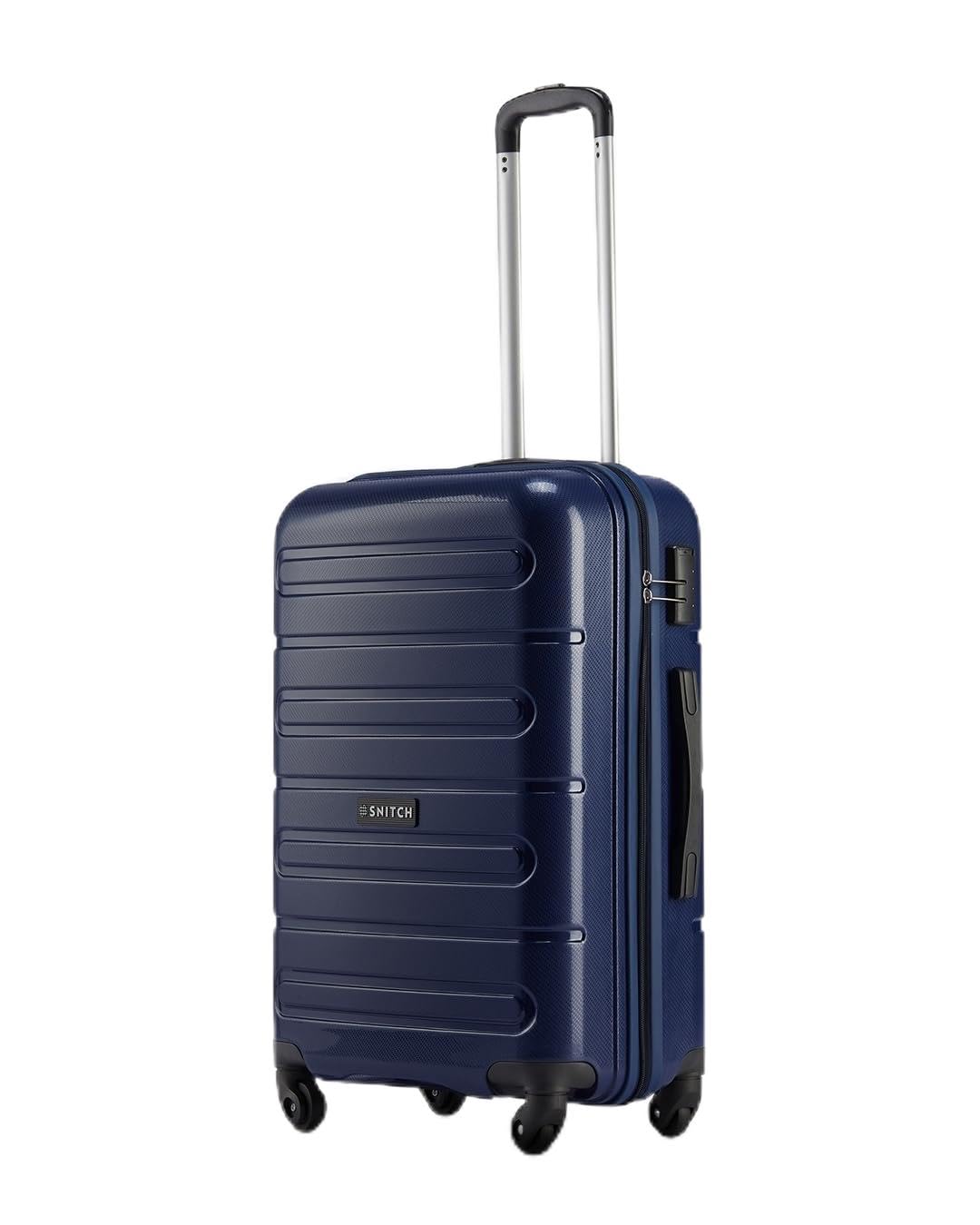 SNITCH Loop Medium Size Blue Polypropylene Hard Travel Suitcase - Suitcase Medium Size & Luggage with 4 Wheels, Secure Lock & Free Shoe Bag
