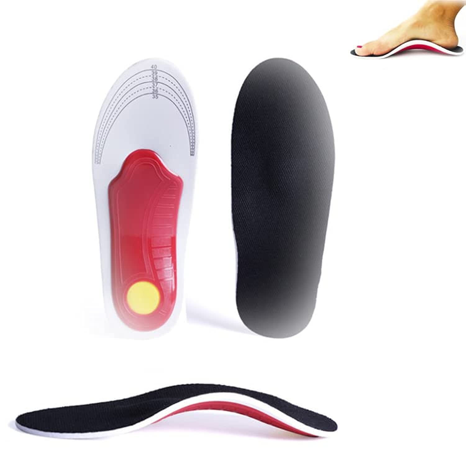 SYOSIShoe Insoles, Plantar Fasciitis Relief Arch Support Shoe Inserts for Flat Feet for Men Women Arch Pain, Orthotic Feet Heel Pain Shock Absorption Comfortable Insoles, Fasciitis Relief, Large 28.5 CM