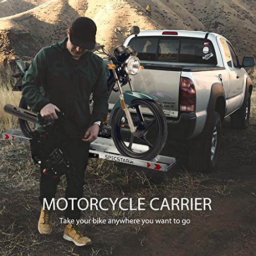 SPECSTAR Heavy Duty 400 Lbs Capacity Steel Motorcycle Carrier Anti Tilt Hitch Mounted Scooter Dirt Bike Rack with Loading Ramp and Locking Device