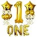 Gold 1 Balloon for First Birthday, Gold 1 Balloon with Confetti Balloons Set, Gold Star Balloons for 1st Birthday Girl Decoration, Number One Balloon for 1st Birthday Balloons DÃ©cor