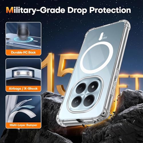 Image of Jkobi Shockproof Crystal-Clear Back Cover Case for Xiaomi Redmi Note 15 Pro Plus 5G (Magsafe Wireless Support | Drop & Camera Protection | Hard Polycarbonate)