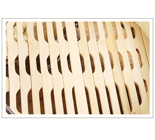 Luminexia Bamboo Steamer With Stainless Steel,2 Tier Bamboo Steamer Basket,Chinese Food Steamer With Lid,Steaming Basket Steamer Basket Rice Cooker For Rice Vegetables Meat Fish Dumplings Dim Sum - Image 5