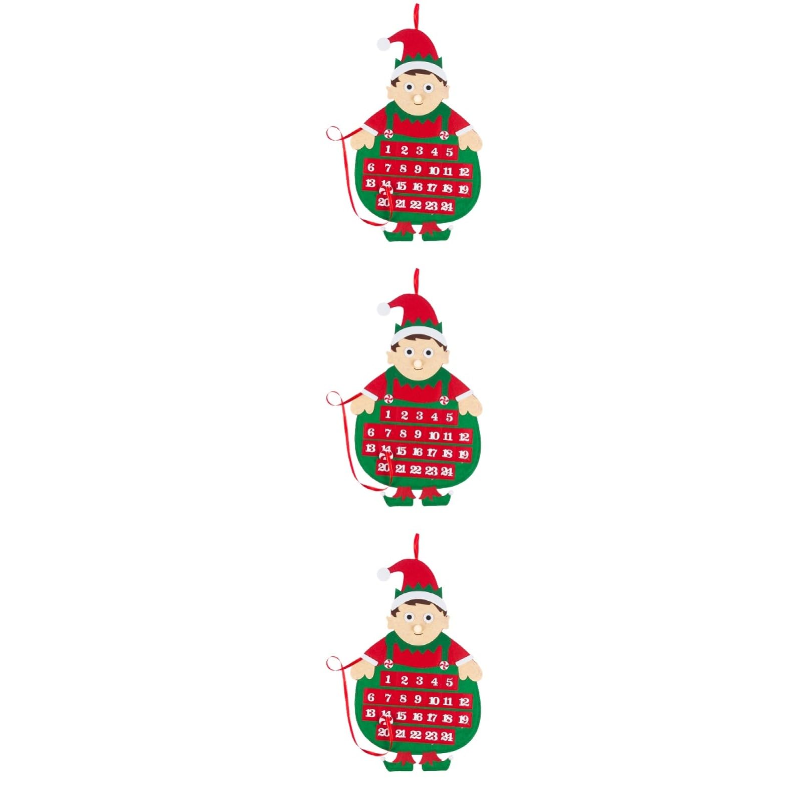 PRETYZOOM 3 Stk Urlaub Adventskalender Neujahr Advent Adventskalender Aus Filz Krippendekoration Weihnachtstuchkalender Weihnachtskalender Hängend Ornament Karikatur Gefühlt Ältere