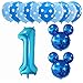 Hongkai Mouse 1st Birthday Boy Decorations Kids Boy First Decor Party Supplies Set Blue One Confetti foil latex Balloons Happy Birthday Banner Number 1 Foil Balloons Kit
