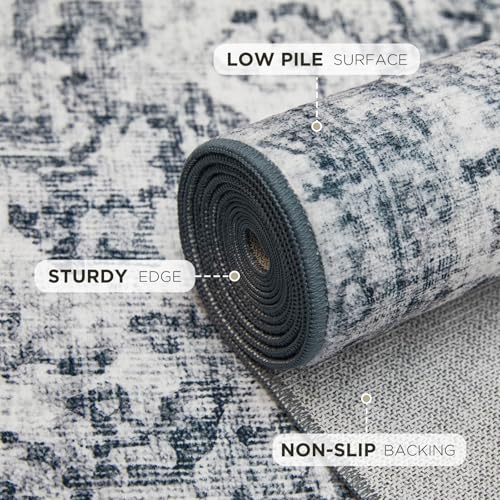 Joydeco 5x7 Machine Washable Vintage Floral Area Rug - Image 3