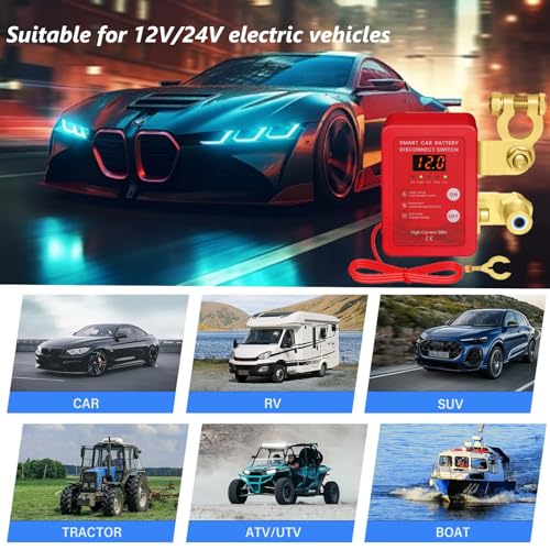 Image of Remote Battery Disconnect Switch Smart 12V 24V Kill Switch | Car Battery Kill Switch, Truck Battery Disconnect, Remote Control, Smart Voltage, For Vehicle Truck RV ATV Boat