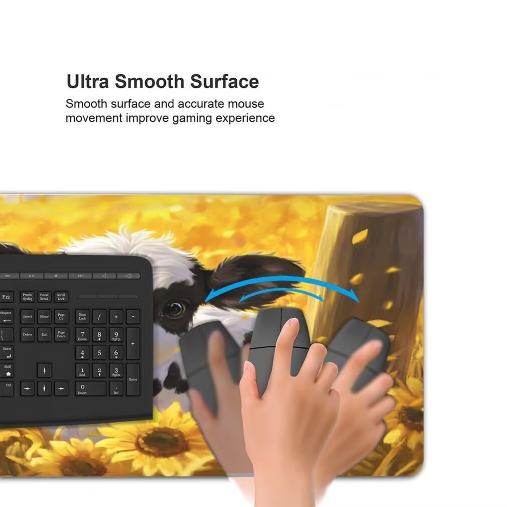 Tappetino Mouse XXL 1000x500mm Girasole Grande Mouse Pad, Tappetino Scrivania Grande Mousepad Gaming con Bordi Cuciti, Tappeto Scrivania con Base Antiscivolo per Ufficio e Casa (Vitello) -MP1586