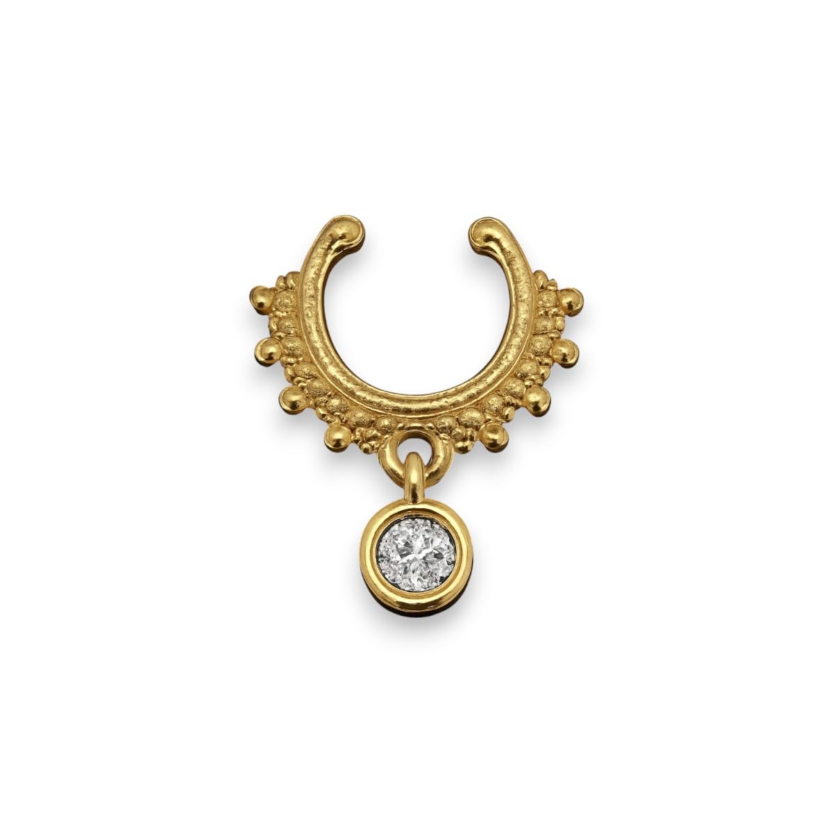 accessher Women's & Girls Traditional Gold-Tone Clip-On Non-Pierced Middle Nose Ring with White Stone Drop Adjustable Pressing Type Septum Nose Pin, Jewellery for Gift-picture-25